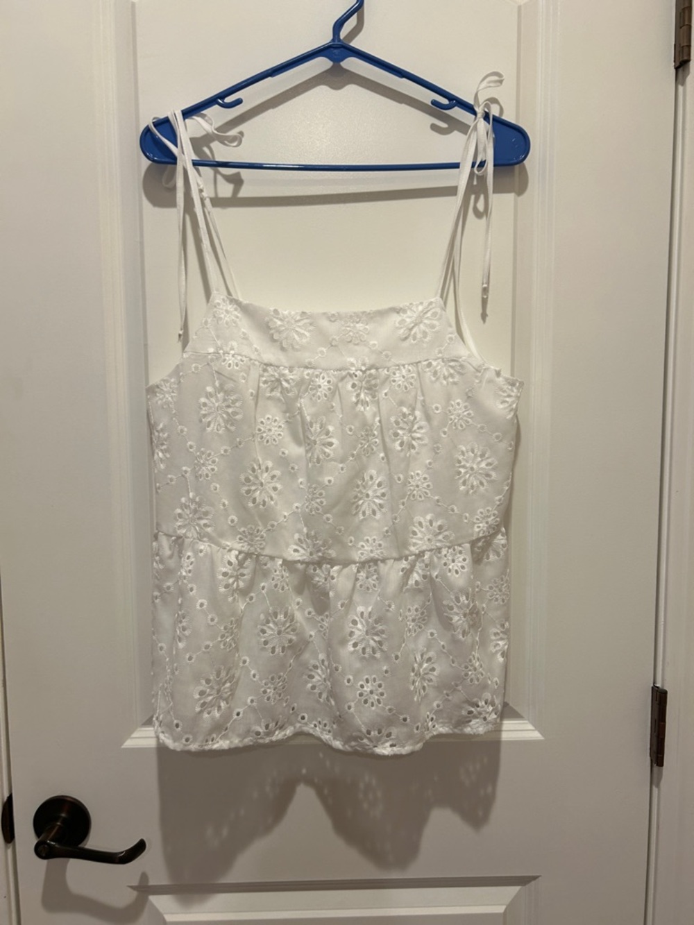miami White Eyelet Tie-Strap Camisole